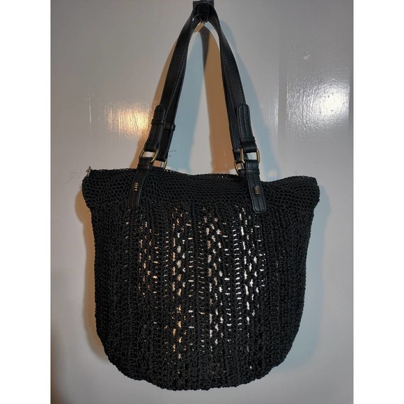 The Sak Collective black crochet bucket shoulder purse like new med-lg - Picture 1 of 6